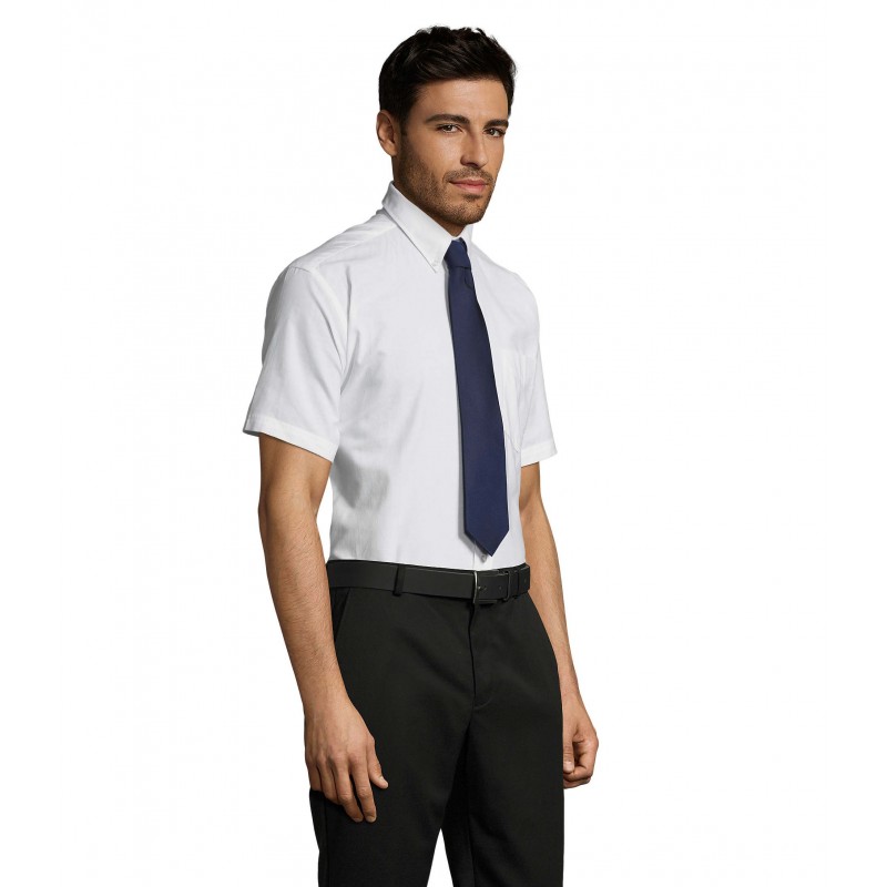 Sol's - Chemise homme oxford manches courtes BRISBANE - Blanc