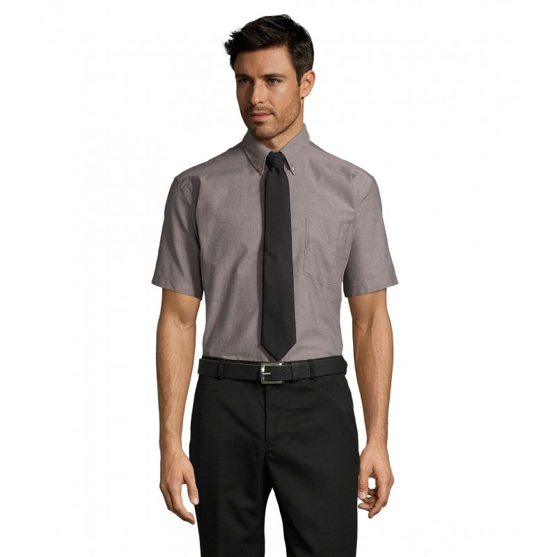 Sol's - Chemise homme oxford manches courtes BRISBANE - Silver