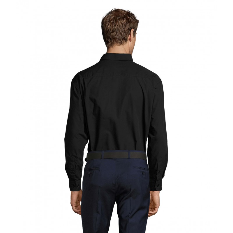 Sol's - Chemise homme popeline manches longues BALTIMORE - Noir