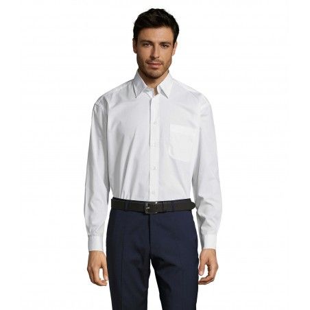 Sol's - Chemise homme popeline manches longues BALTIMORE - Blanc