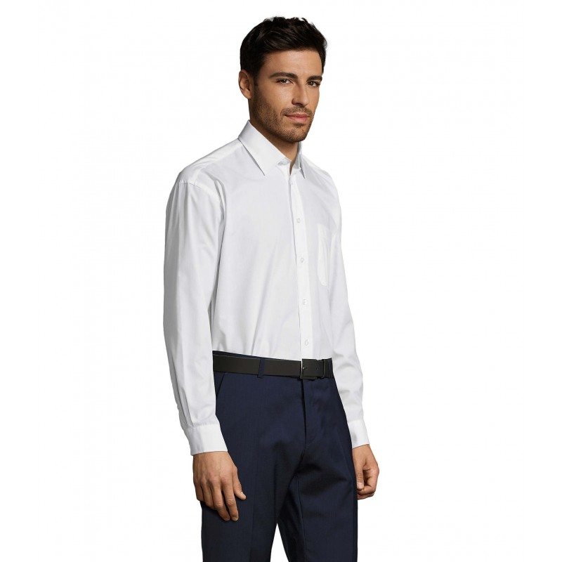 Sol's - Chemise homme popeline manches longues BALTIMORE - Blanc