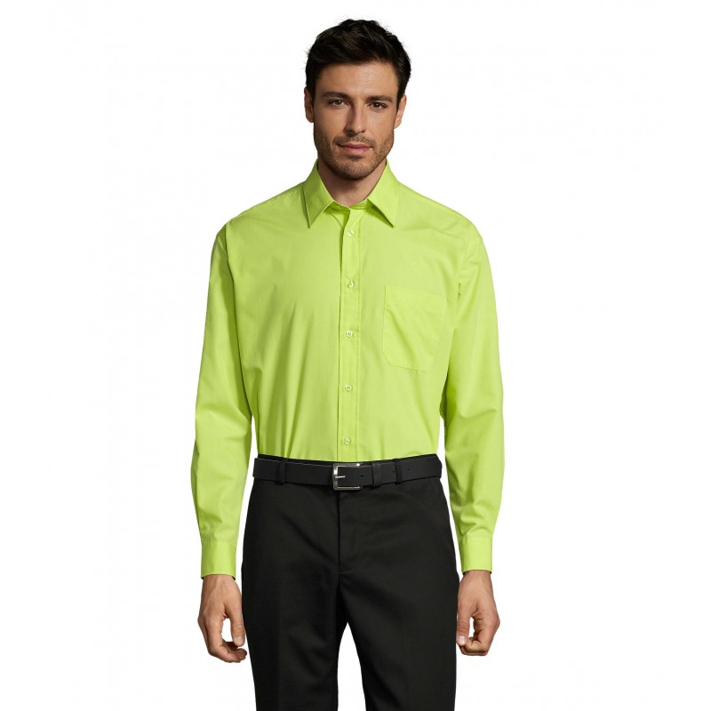 Sol's - Chemise homme popeline manches longues BALTIMORE - Vert Pomme