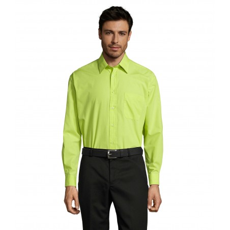 Sol's - Chemise homme popeline manches longues BALTIMORE - Vert Pomme