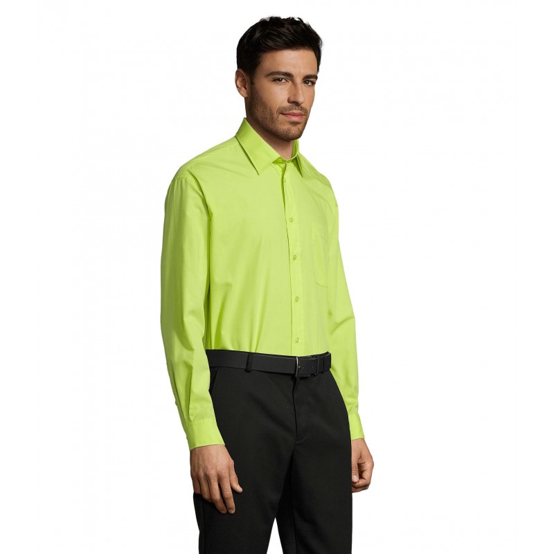Sol's - Chemise homme popeline manches longues BALTIMORE - Vert Pomme