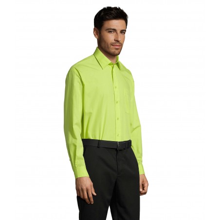 Sol's - Chemise homme popeline manches longues BALTIMORE - Vert Pomme