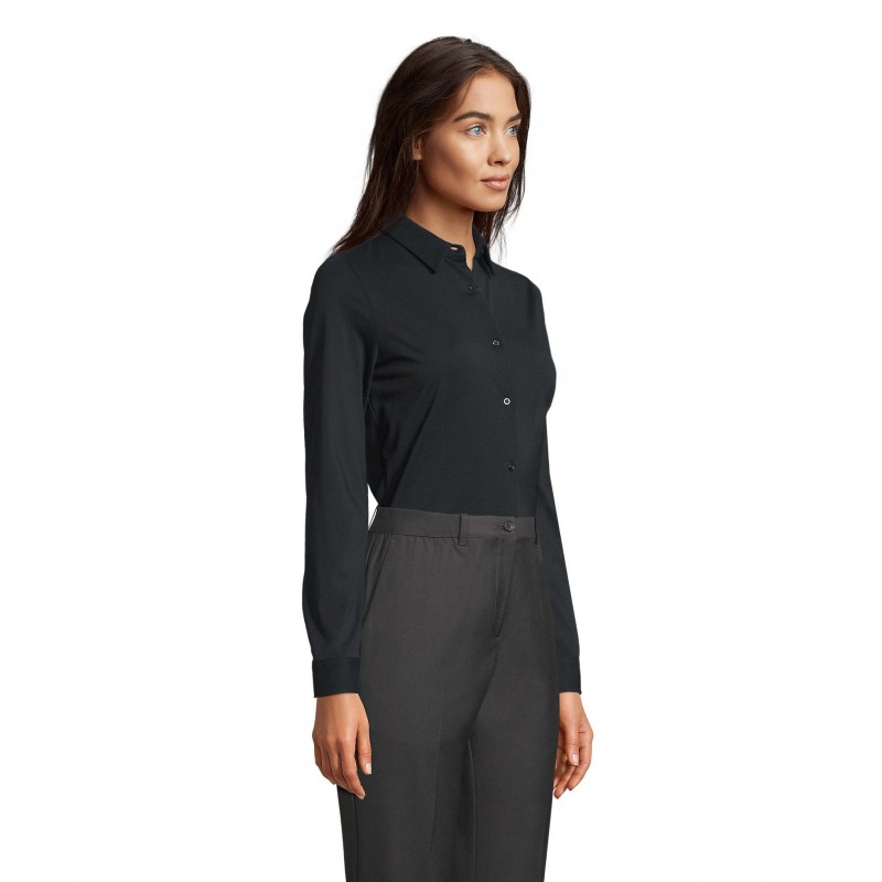 Neoblu - Chemise en jersey mercerisé femme BALTHAZAR WOMEN - Noir Profond