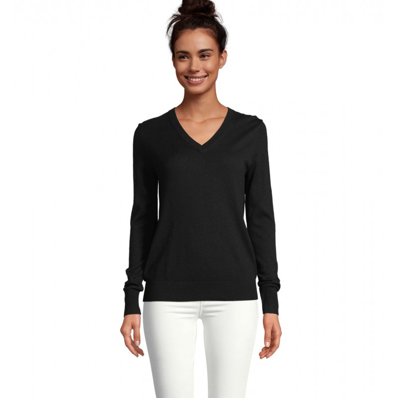 Neoblu - Pull col v femme SULLIVAN WOMEN - Noir Profond