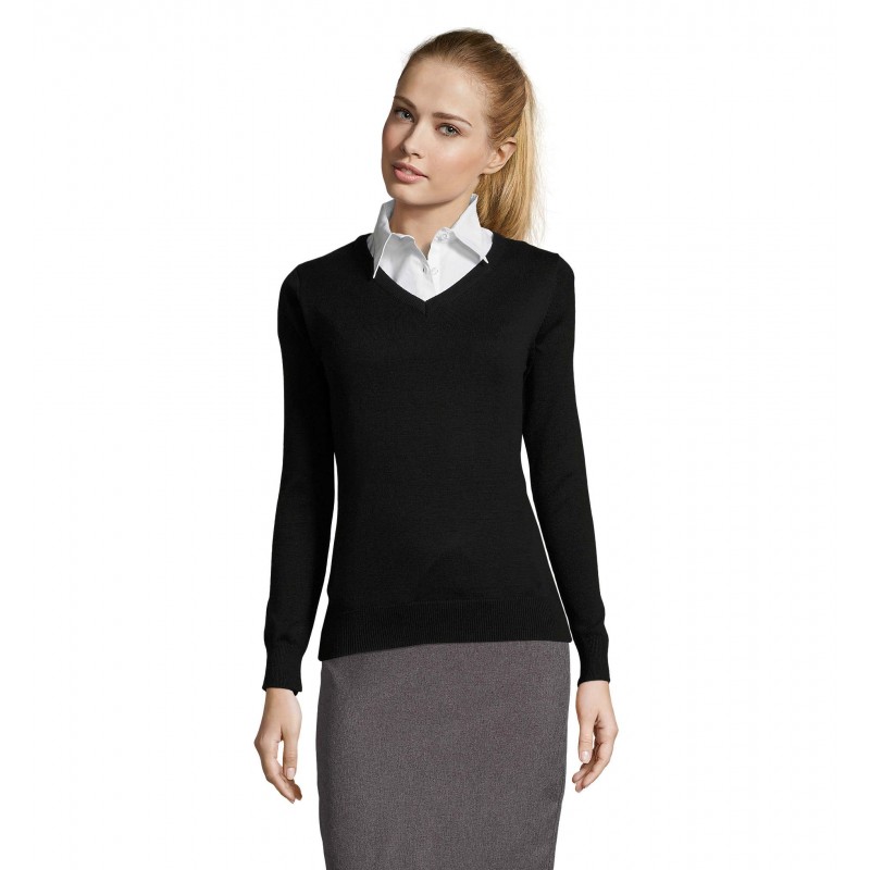 Sol's - Pull col v femme GALAXY WOMEN - Noir
