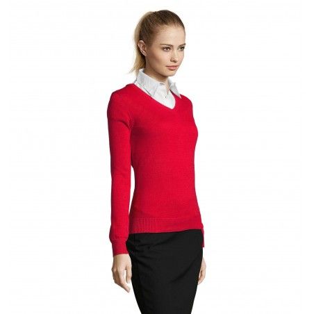 Sol's - Pull col v femme GALAXY WOMEN - Rouge