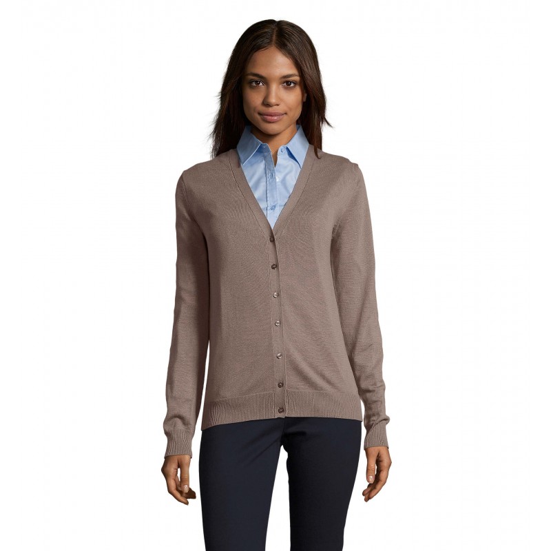 Sol's - Gilet femme boutonné col v GOLDEN WOMEN - Gris Moyen