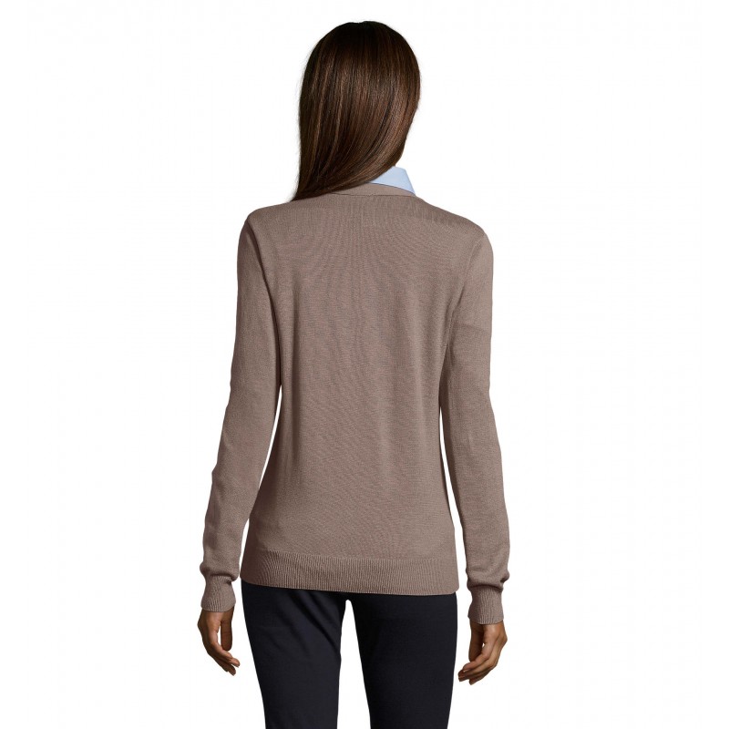 Sol's - Gilet femme boutonné col v GOLDEN WOMEN - Gris Moyen