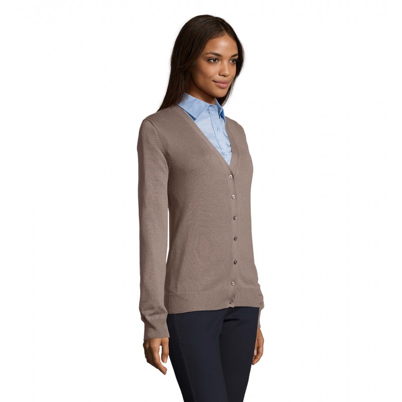 Sol's - Gilet femme boutonné col v GOLDEN WOMEN - Gris Moyen