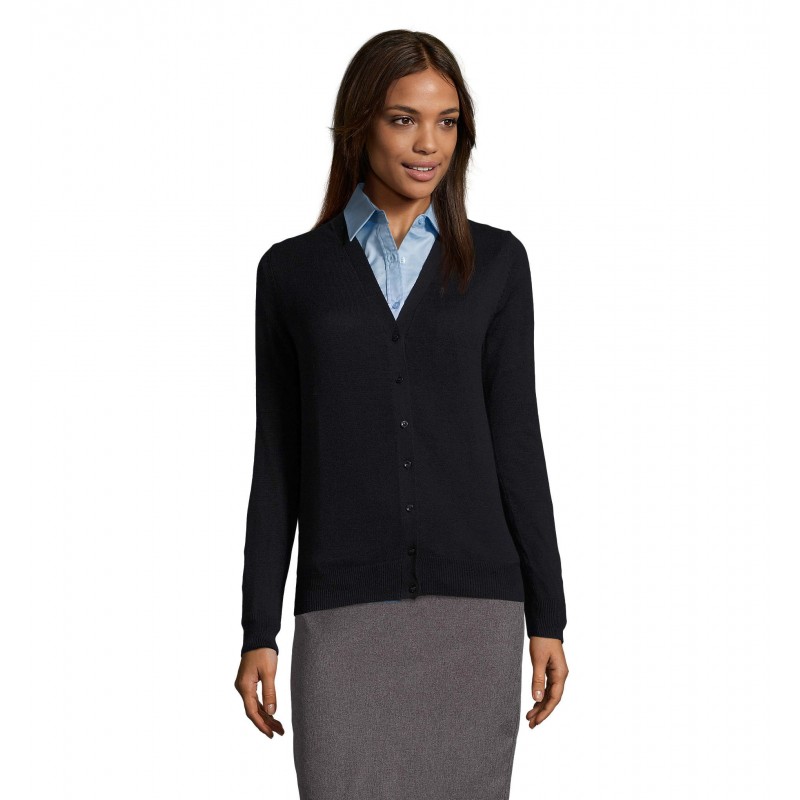 Sol's - Gilet femme boutonné col v GOLDEN WOMEN - Marine