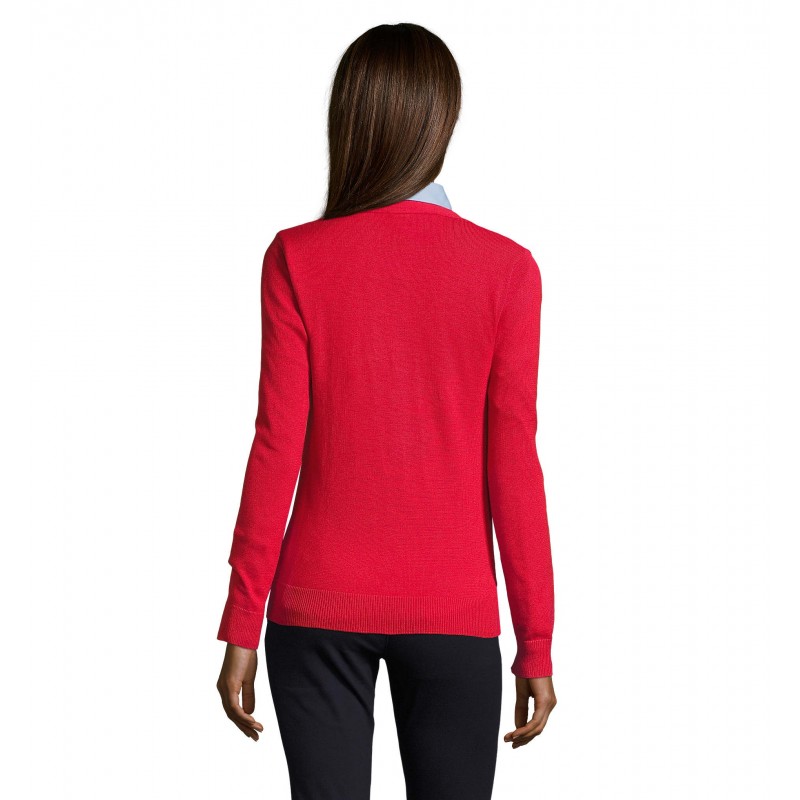 Sol's - Gilet femme boutonné col v GOLDEN WOMEN - Rouge