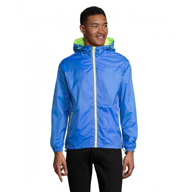 Sol's - Coupe-vent unisexe doublé SKATE - Royal / Jaune Fluo