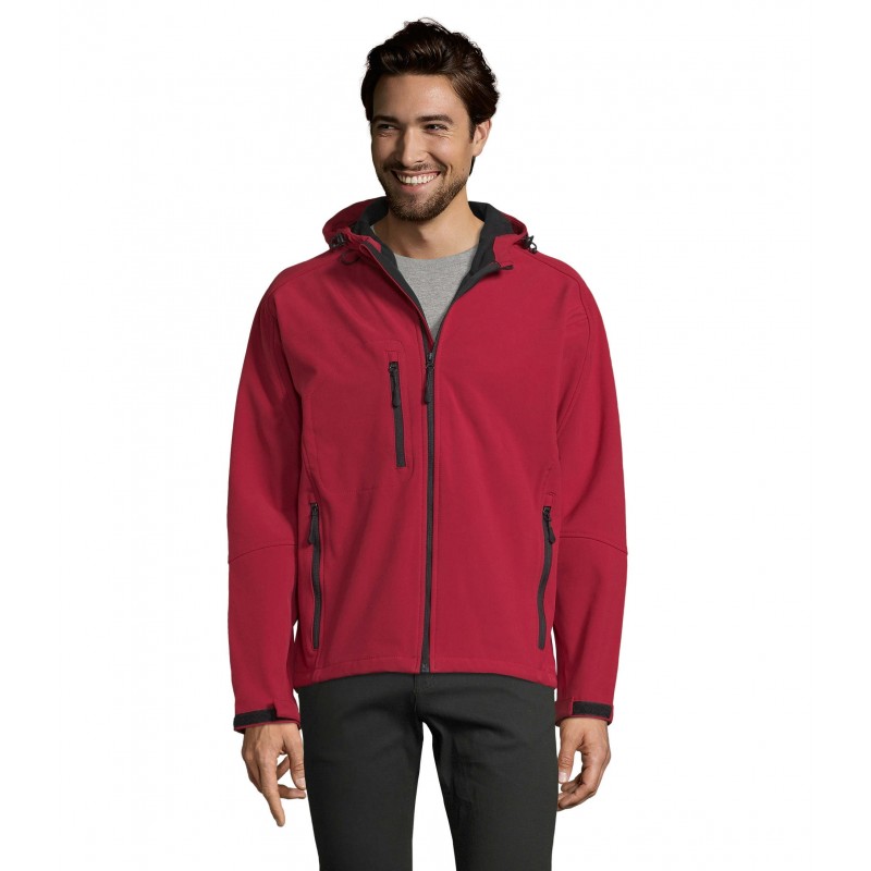 Sol's - Softshell homme à capuche REPLAY MEN - Rouge Piment
