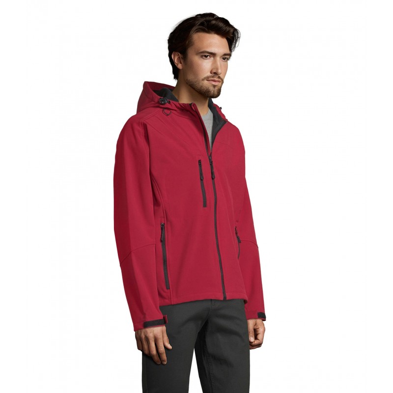 Sol's - Softshell homme à capuche REPLAY MEN - Rouge Piment