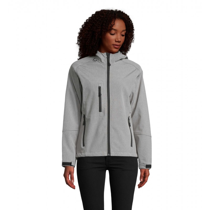 Sol's - Softshell femme à capuche REPLAY WOMEN - Gris Chiné