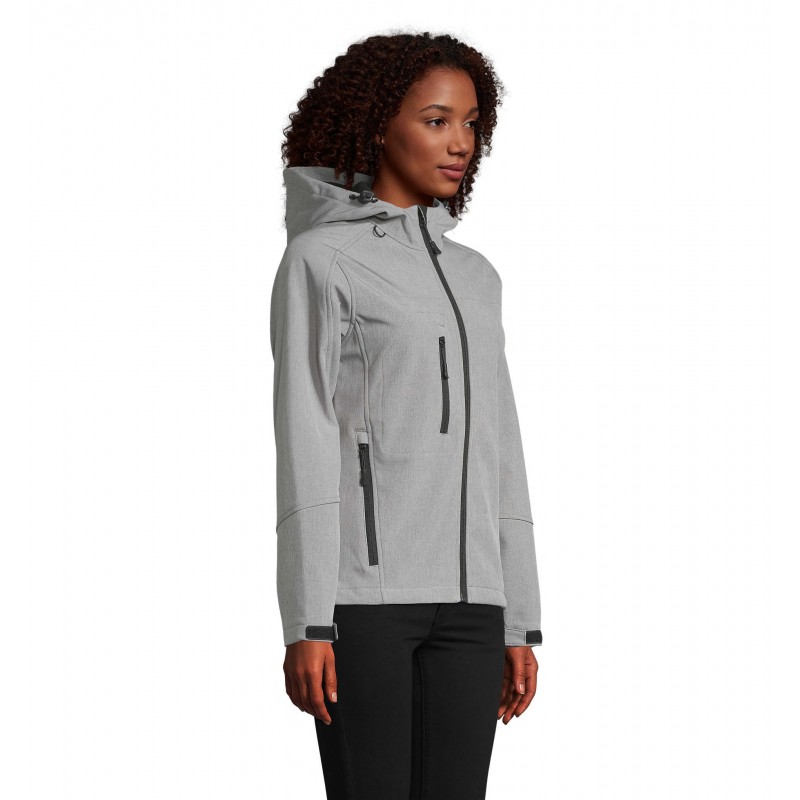 Sol's - Softshell femme à capuche REPLAY WOMEN - Gris Chiné