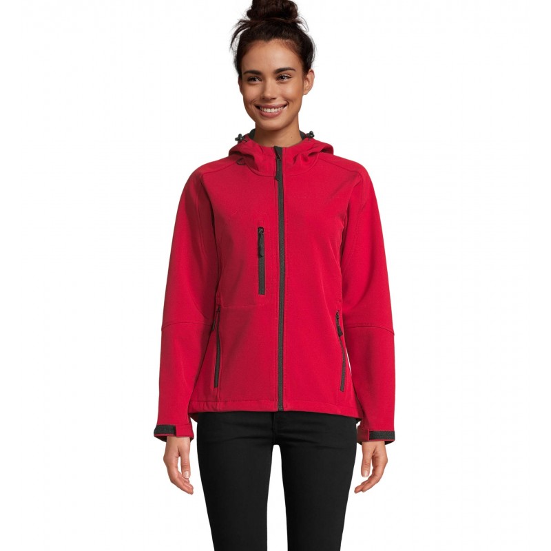 Sol's - Softshell femme à capuche REPLAY WOMEN - Rouge Piment