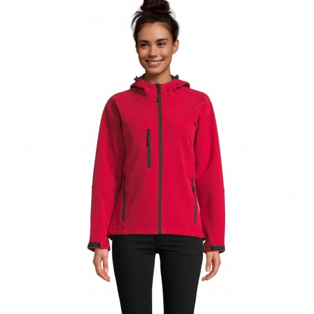 Sol's - Softshell femme à capuche REPLAY WOMEN - Rouge Piment