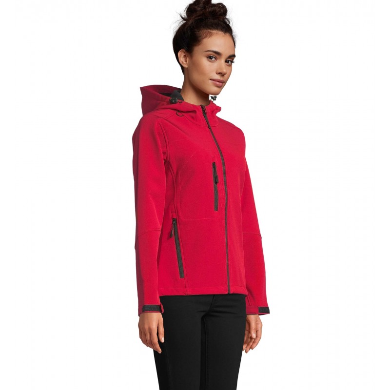Sol's - Softshell femme à capuche REPLAY WOMEN - Rouge Piment