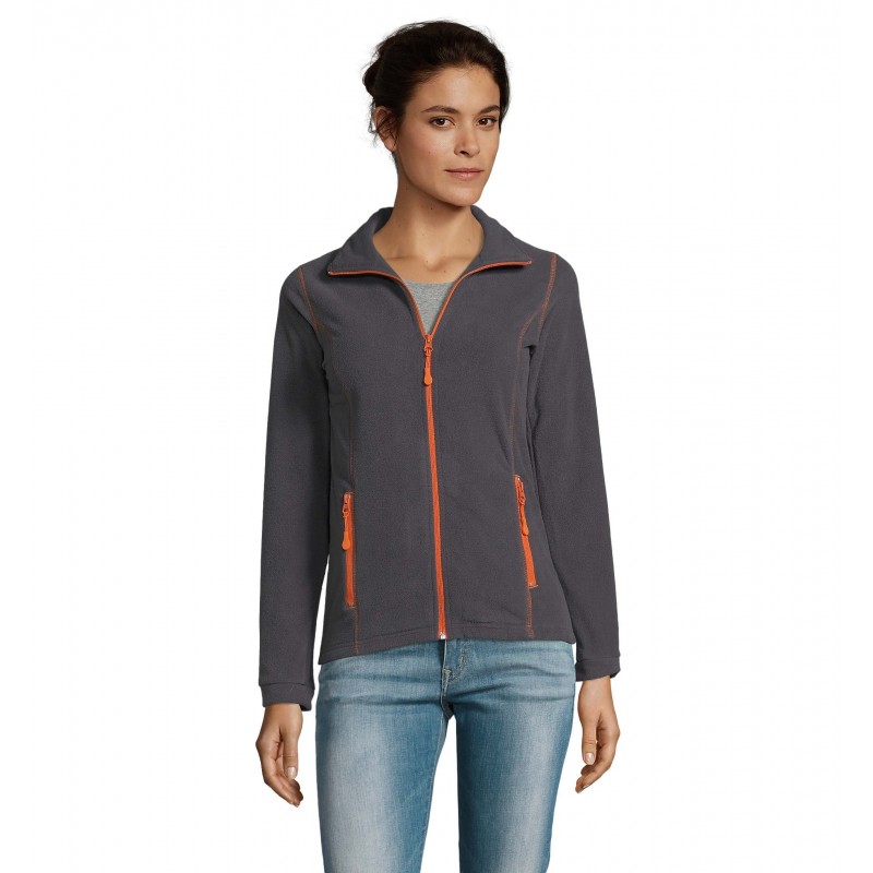 Sol's - Veste micropolaire zippée femme NOVA WOMEN - Anthracite / Orange
