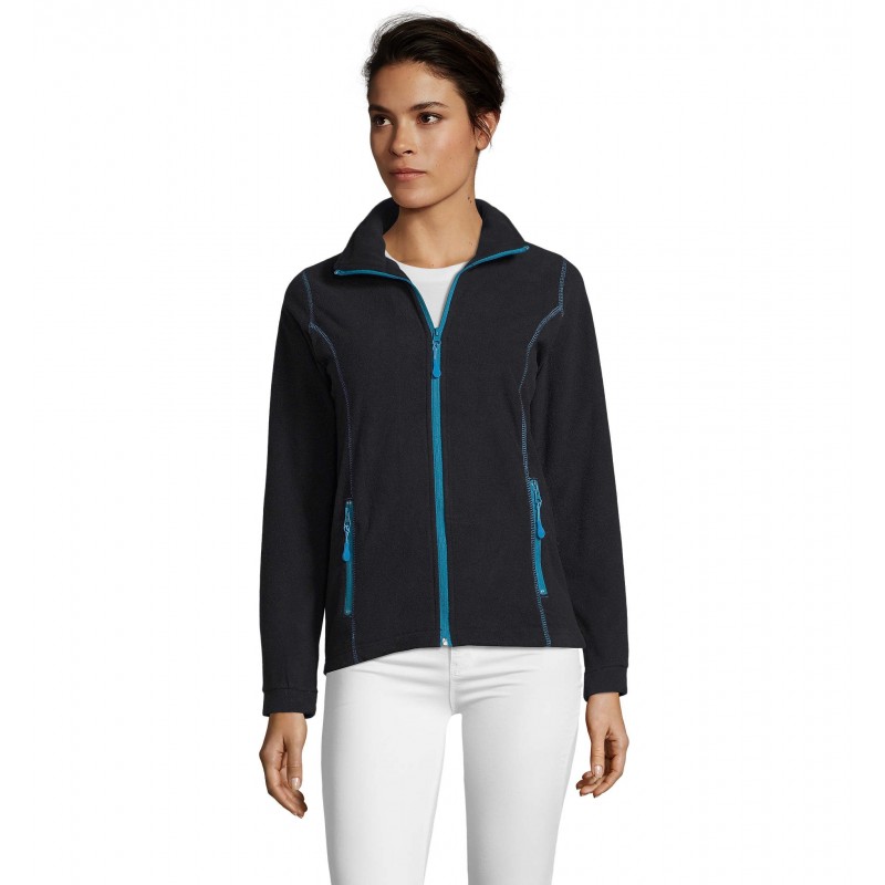 Sol's - Veste micropolaire zippée femme NOVA WOMEN - Noir / Aqua