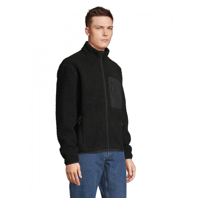 Sol's - Blouson sherpa unisexe FURY - Gris Carbo/noir