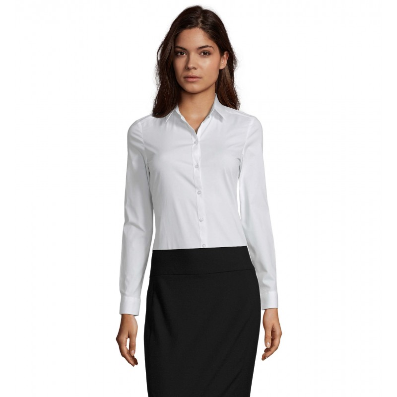 Sol's - Chemise femme stretch manches longues BLAKE WOMEN - Blanc