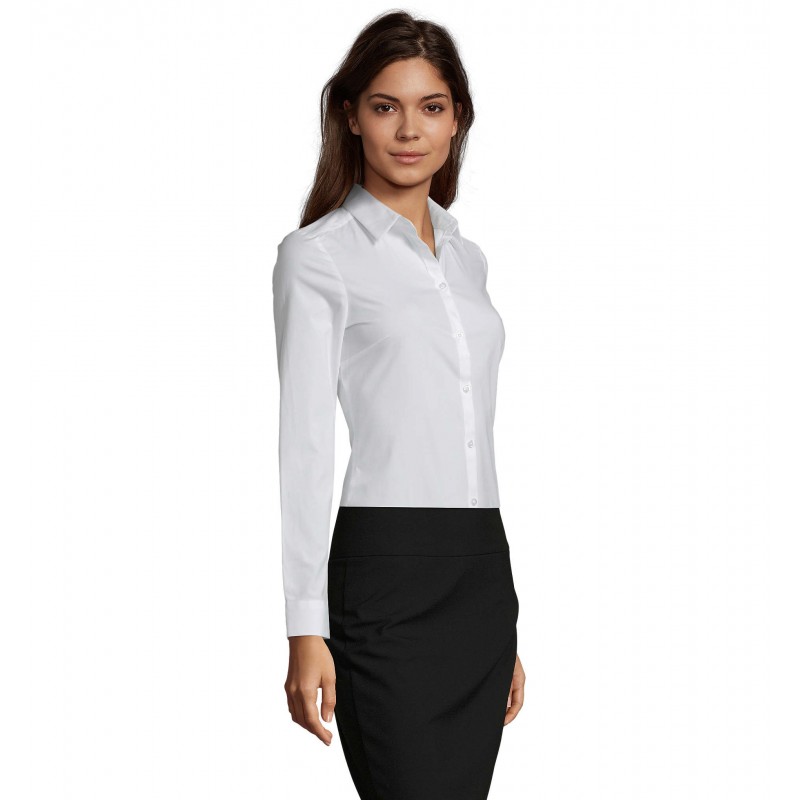 Sol's - Chemise femme stretch manches longues BLAKE WOMEN - Blanc