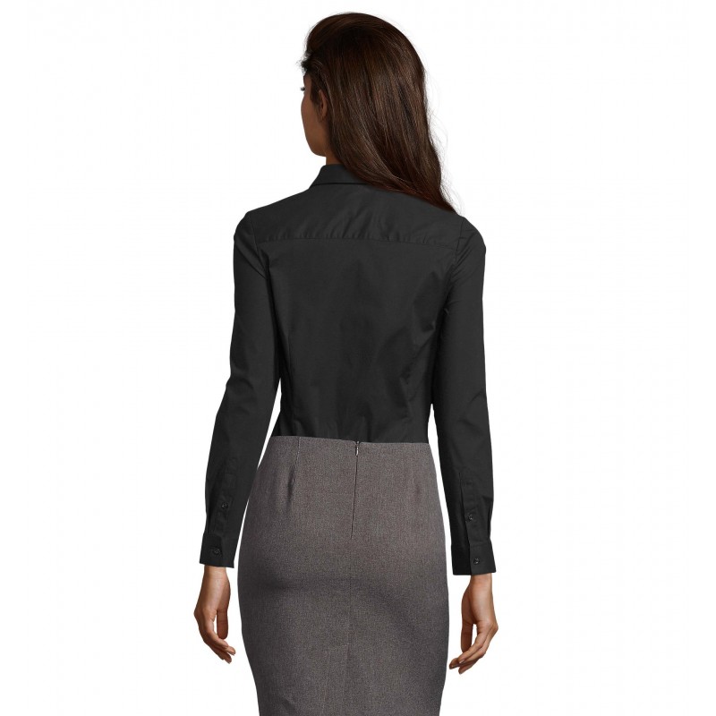 Sol's - Chemise femme stretch manches longues BLAKE WOMEN - Noir