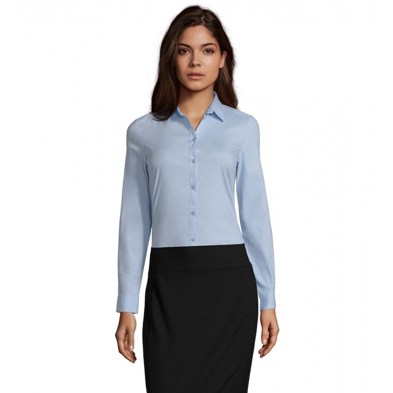 Sol's - Chemise femme stretch manches longues BLAKE WOMEN - Bleu Clair
