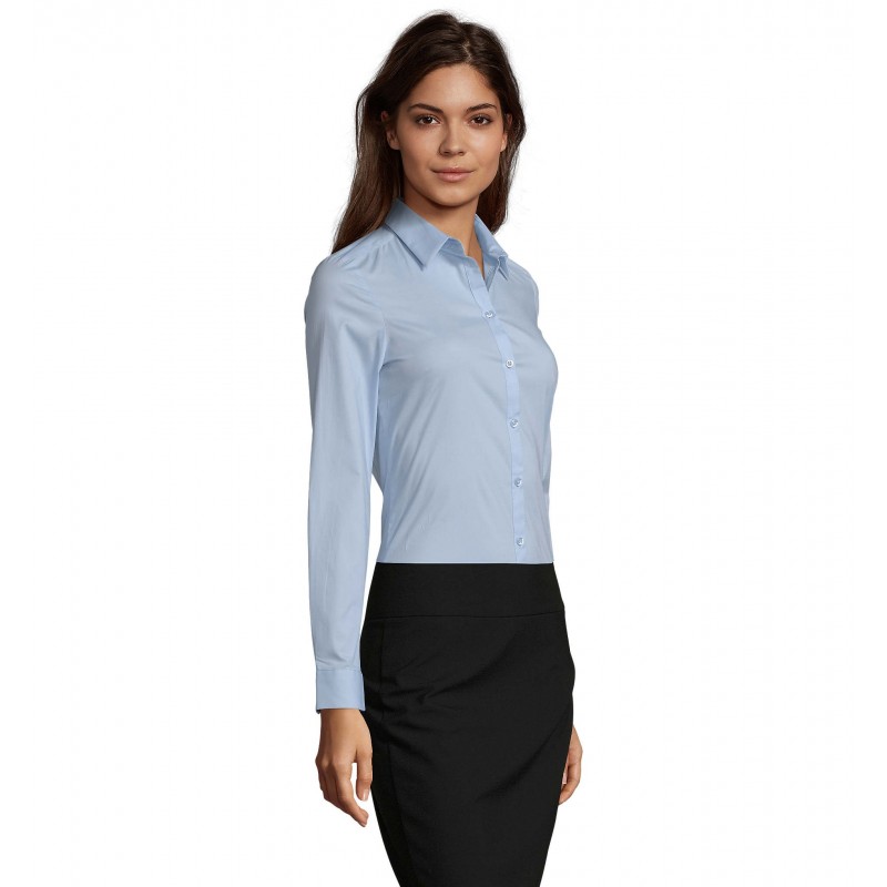 Sol's - Chemise femme stretch manches longues BLAKE WOMEN - Bleu Clair