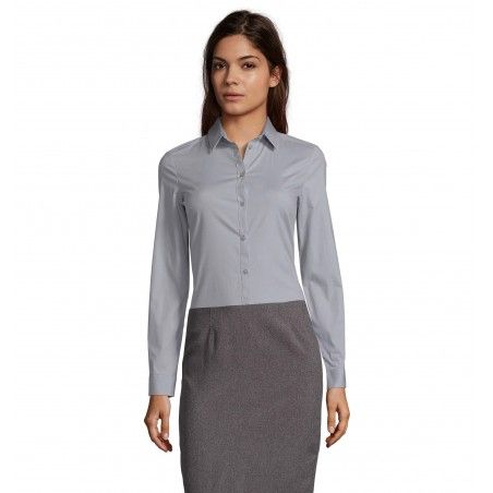 Sol's - Chemise femme stretch manches longues BLAKE WOMEN - Gris Perle