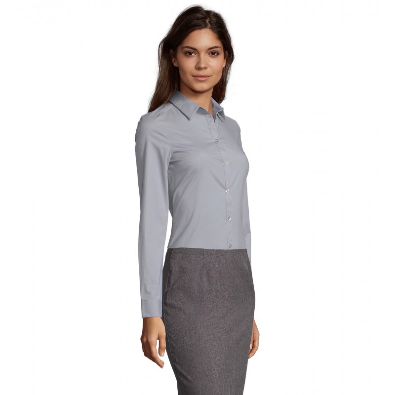 Sol's - Chemise femme stretch manches longues BLAKE WOMEN - Gris Perle