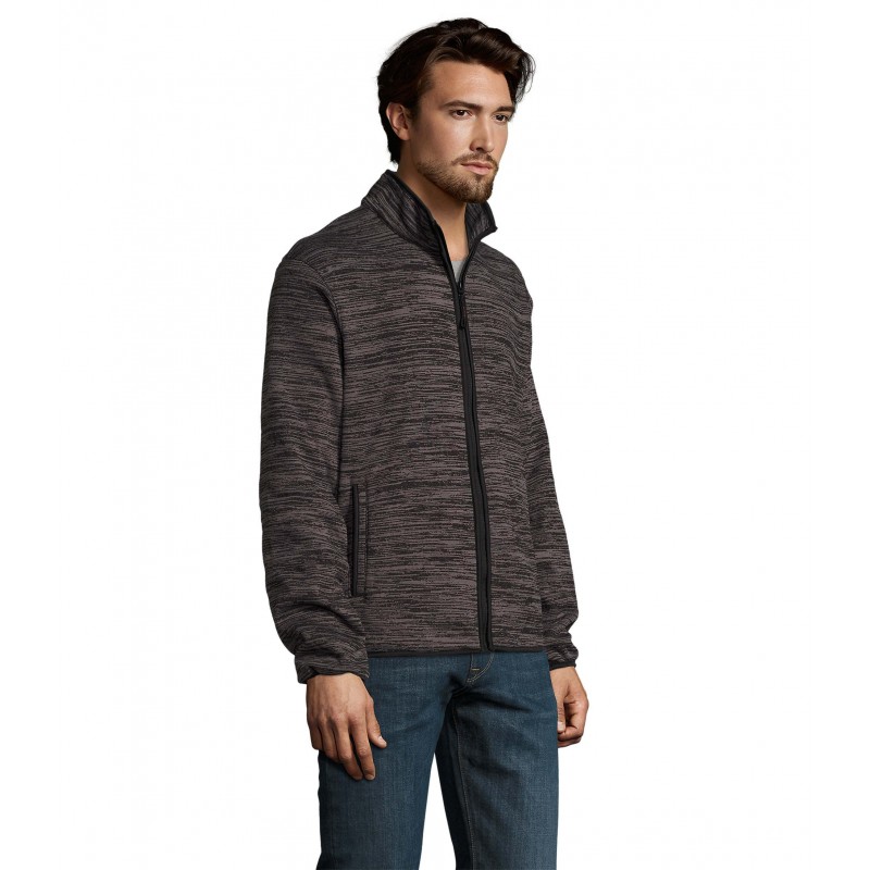 Sol's - Veste polaire tricot unisexe TURBO - Gris Foncé / Noir