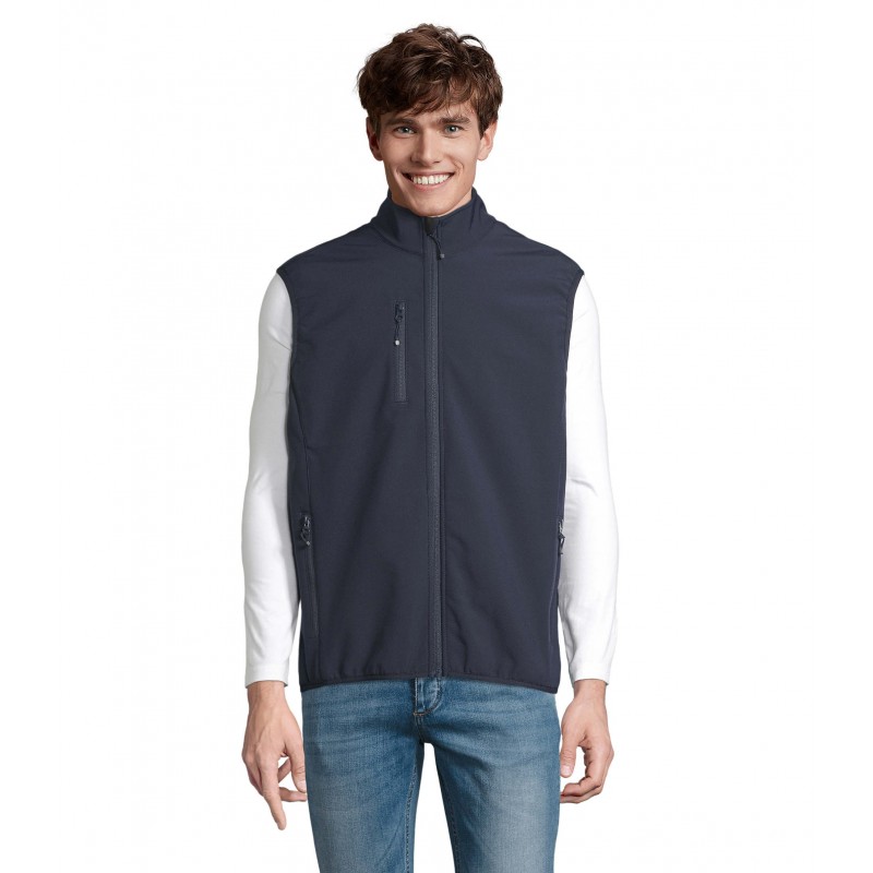 Sol's - Veste homme zippée softshell sans manche FALCON BW MEN - Bleu Abysse