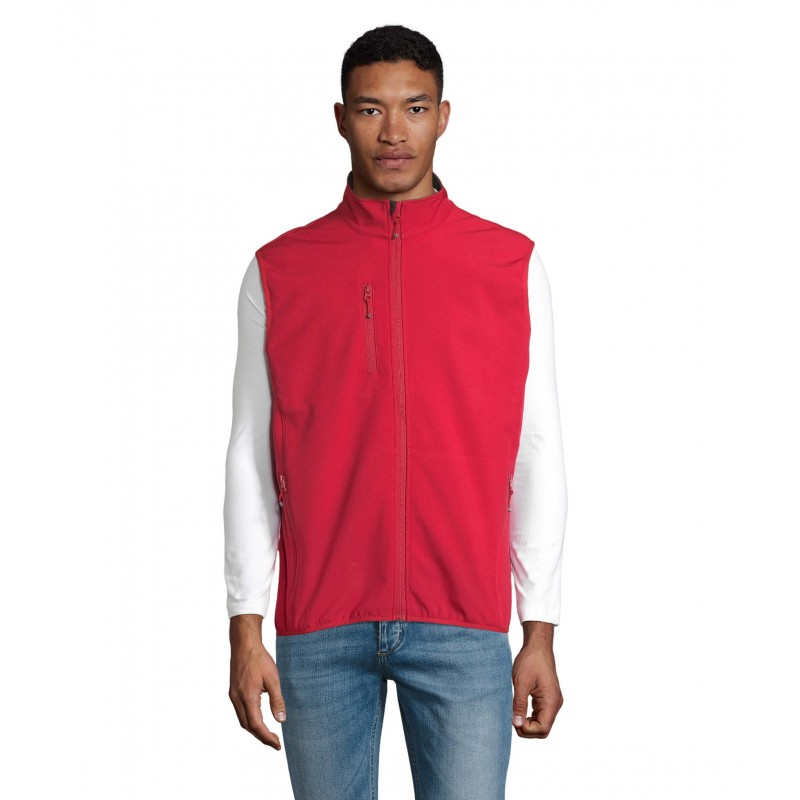 Sol's - Veste homme zippée softshell sans manche FALCON BW MEN - Rouge Piment