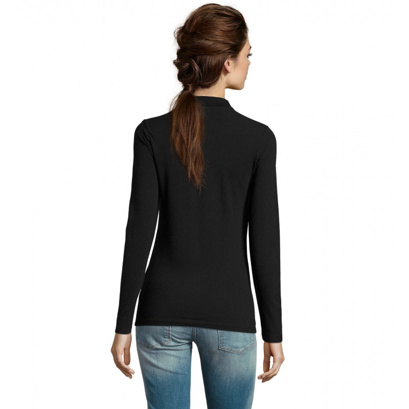 Sol's - Polo piqué manches longues femme PERFECT LSL WOMEN - Noir