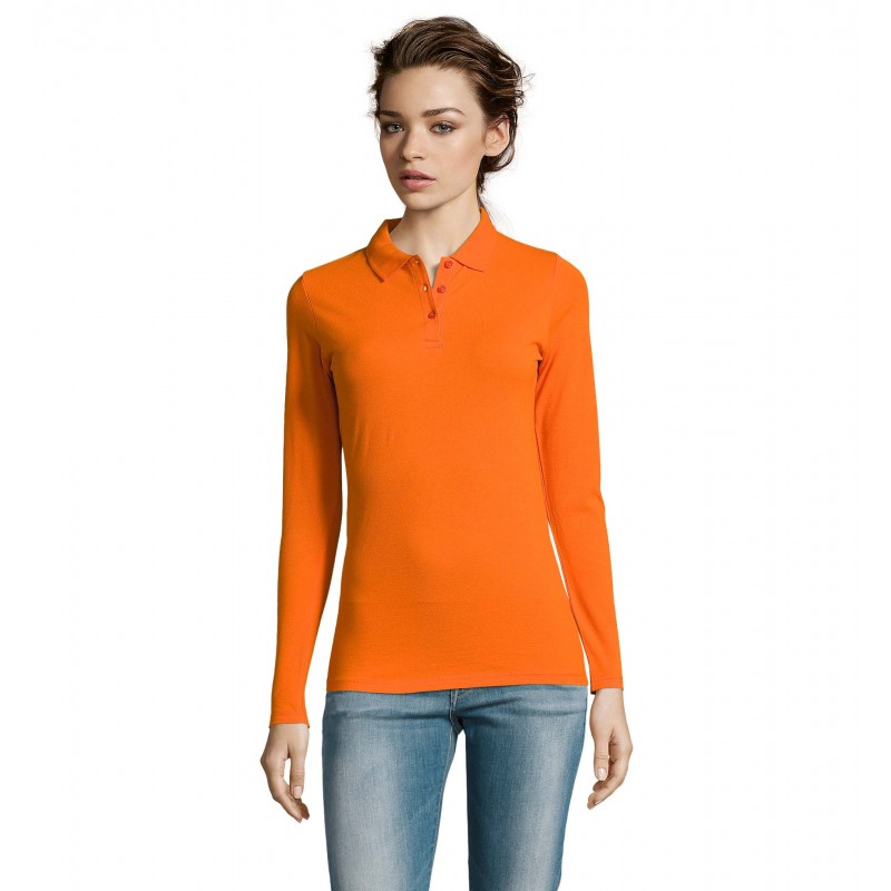 Sol's - Polo piqué manches longues femme PERFECT LSL WOMEN - Orange