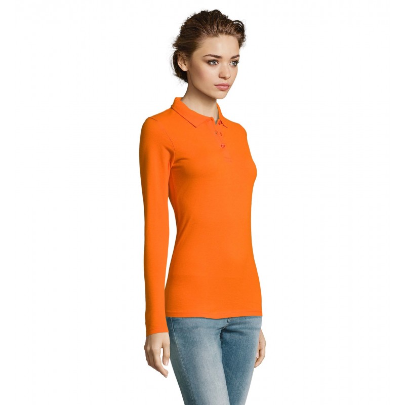 Sol's - Polo piqué manches longues femme PERFECT LSL WOMEN - Orange