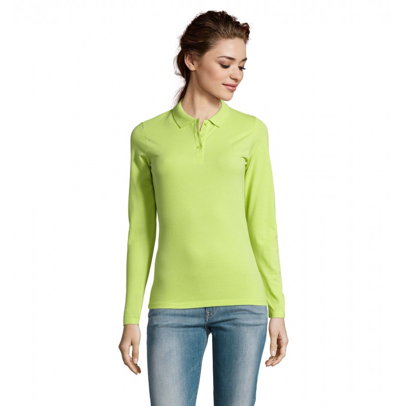 Sol's - Polo piqué manches longues femme PERFECT LSL WOMEN - Vert Pomme