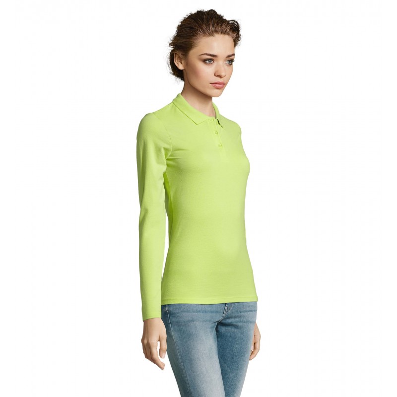 Sol's - Polo piqué manches longues femme PERFECT LSL WOMEN - Vert Pomme