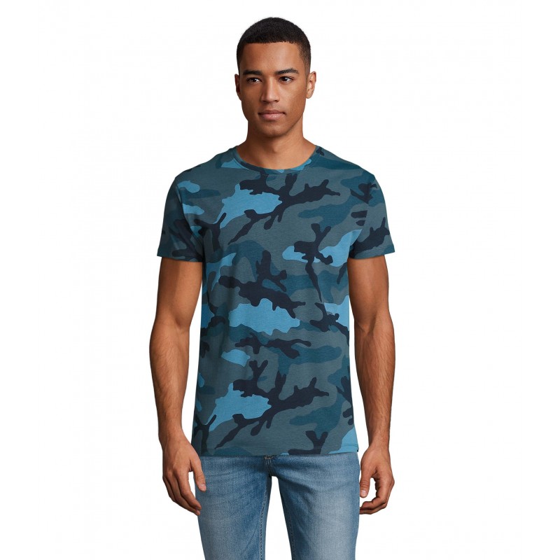 Sol's - Tee-shirt homme col rond CAMO MEN - Camo Bleu