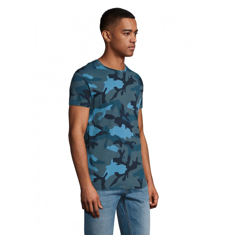 Sol's - Tee-shirt homme col rond CAMO MEN - Camo Bleu