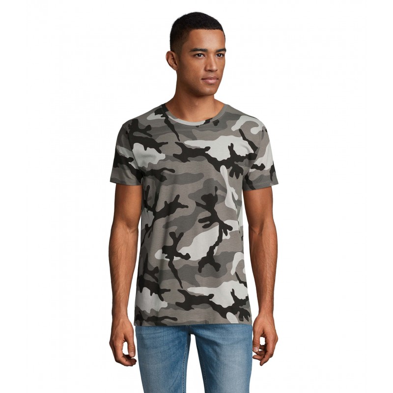 Sol's - Tee-shirt homme col rond CAMO MEN - Camo Gris
