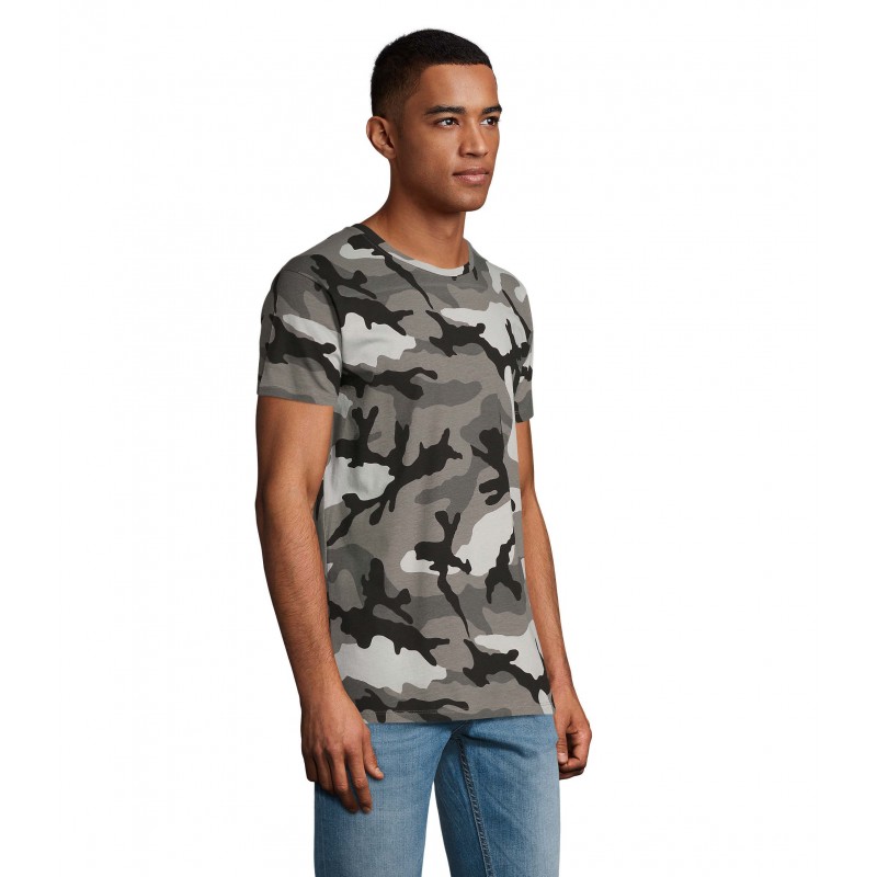 Sol's - Tee-shirt homme col rond CAMO MEN - Camo Gris