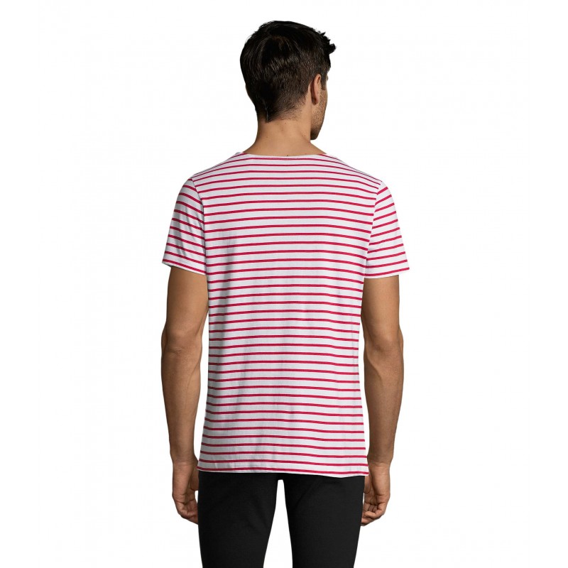 Sol's - Tee-shirt homme col rond rayé MILES MEN - Blanc / Rouge