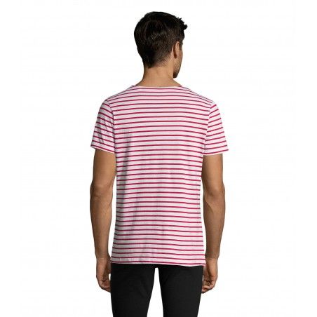 Sol's - Tee-shirt homme col rond rayé MILES MEN - Blanc / Rouge